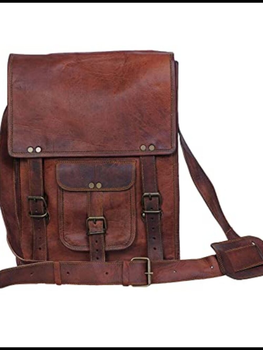 Full Grain Leather Crossbody Messenger Bag Satchel Tablet 11 In Adjustable Strap